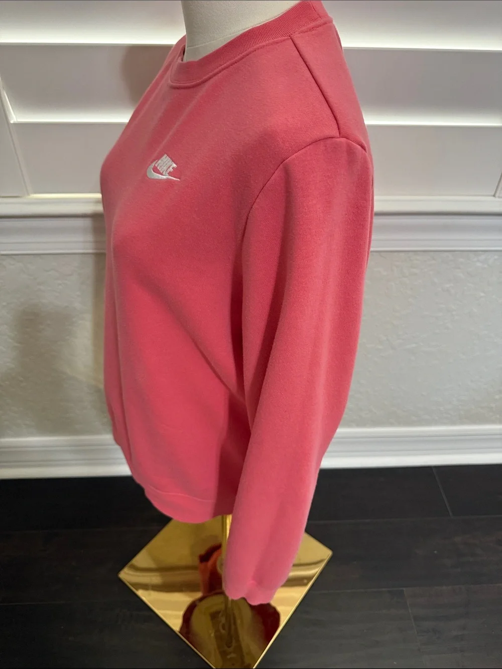 Nike Women's Coral Pink Crew Sweatshirt with White Logo